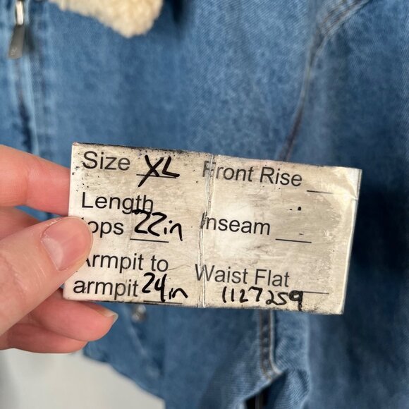 Sam Edelman Mesa High-Pile Fleece Collar Zip-Up Crop Denim Moto Jacket XL - Picture 4 of 10